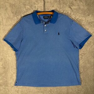 Polo Ralph Lauren Polo Shirt Mens XL Classic‎ Fit Geometric Print Blue Diamond